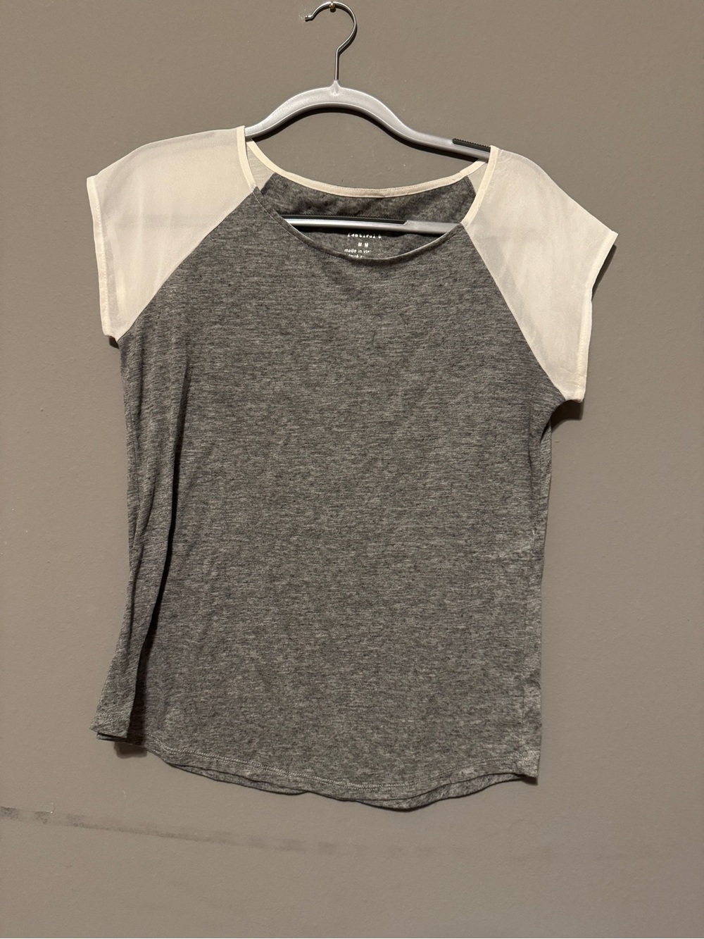 American Eagle Outfitters Gray Tee with White Cap Sleeves